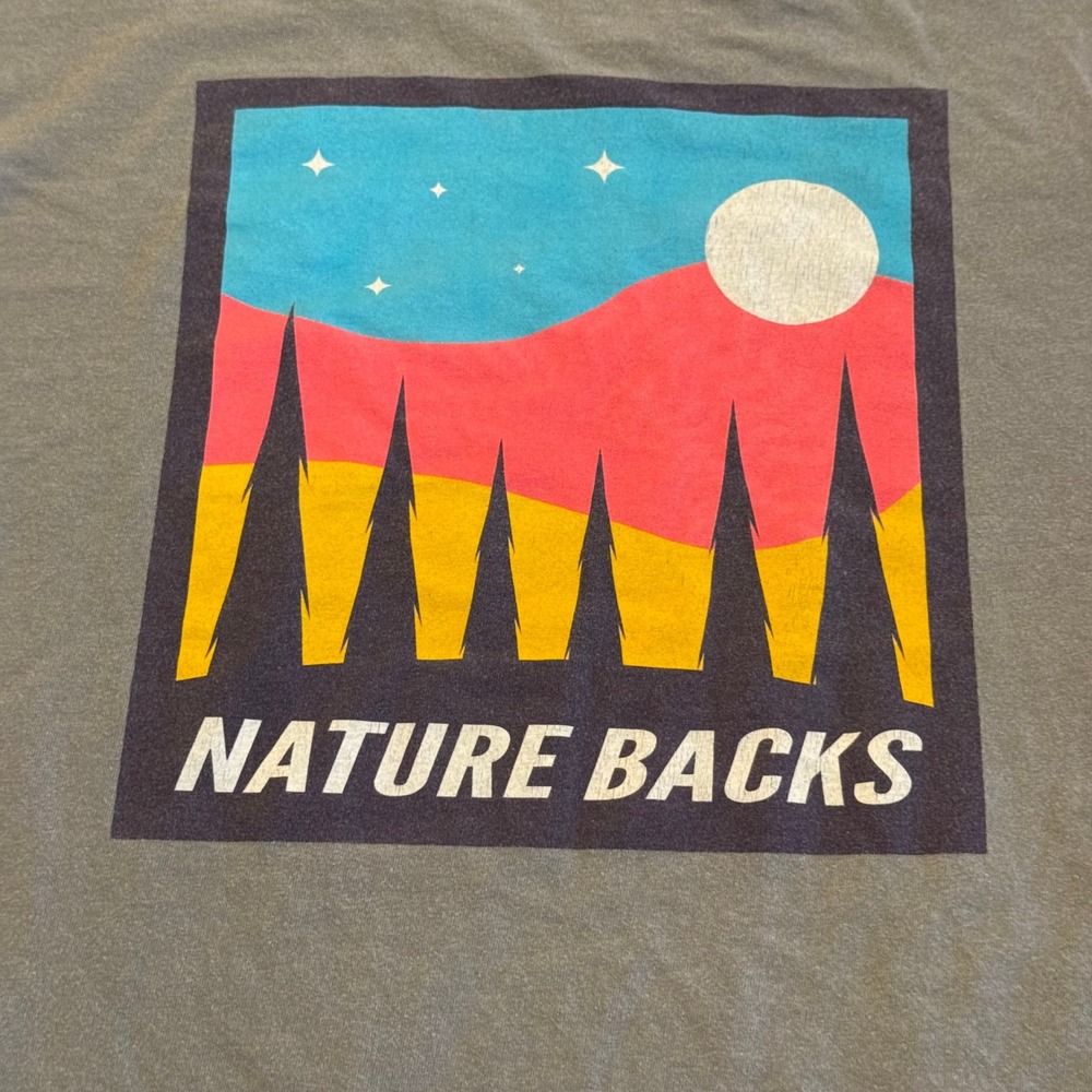 Nature Backs Comfort Colors Long Sleeve Graphic T-Shirt Grey Size Large